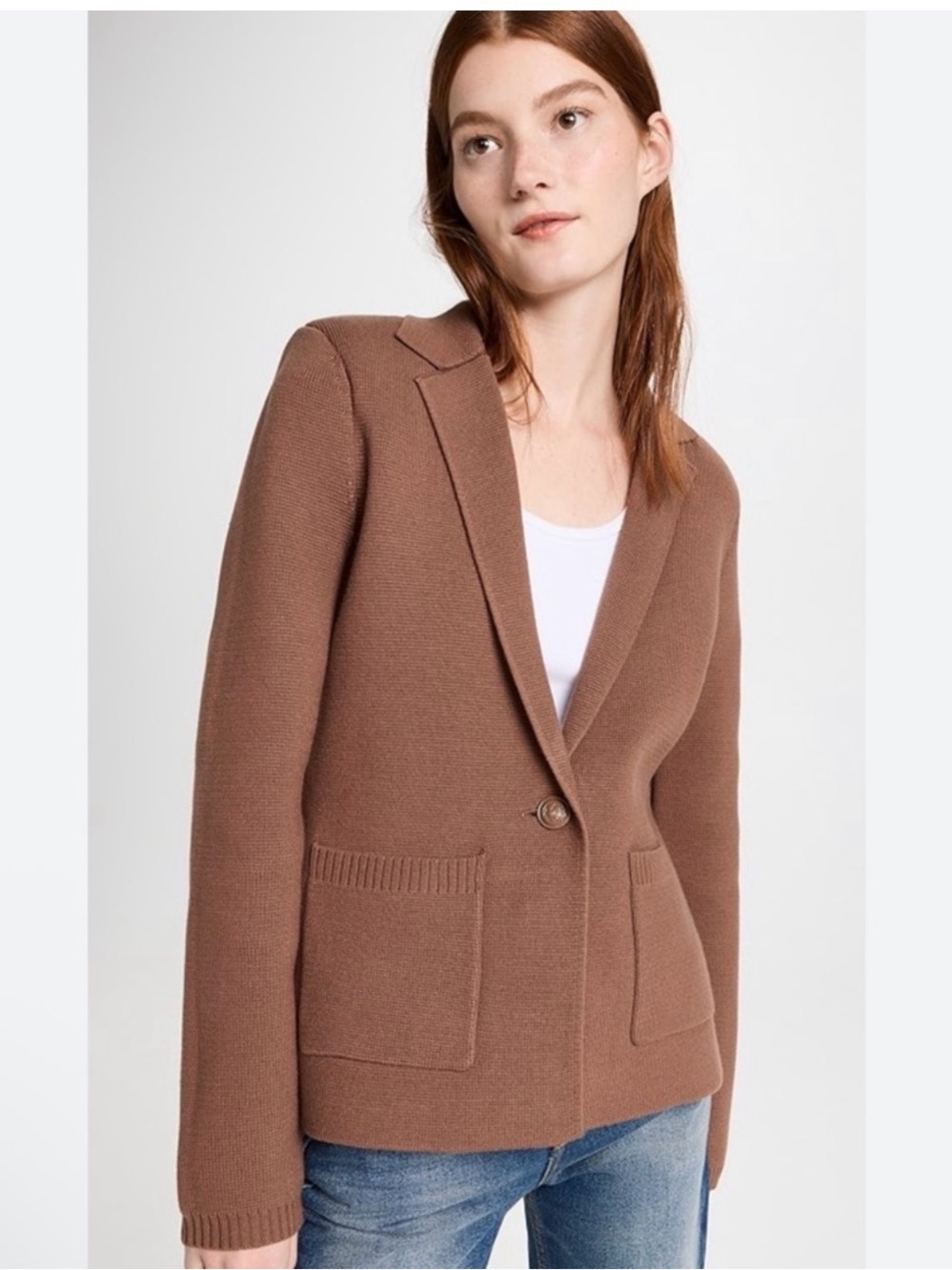 L'Agence Lacey Acorn Brown Knit Blazer